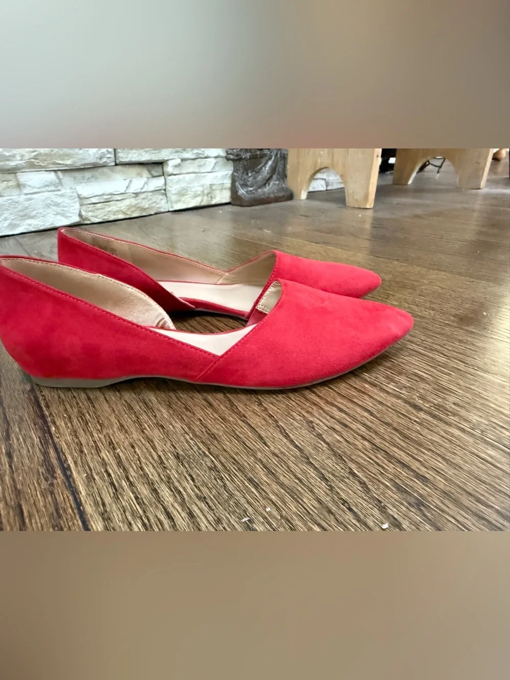 Naturalizer Red Suede Pointed D'Orsay Flats